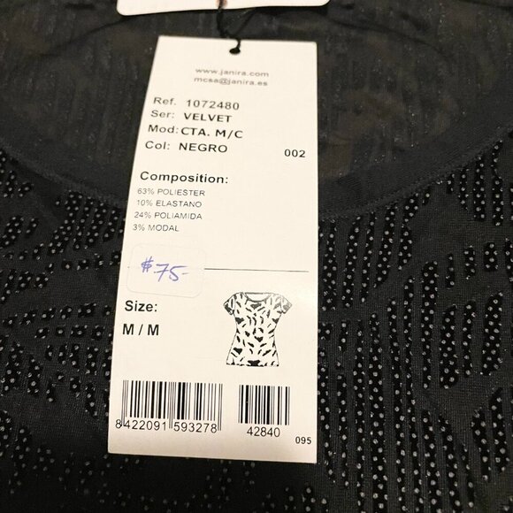 Janira Tops Womens Short Sleeve Velvet Top Size Medium - Picture 3 of 16